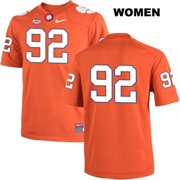 Women's Clemson Tigers #92 Greg Huegel Stitched Orange Authentic Nike No Name NCAA College Football Jersey CJI5646OV